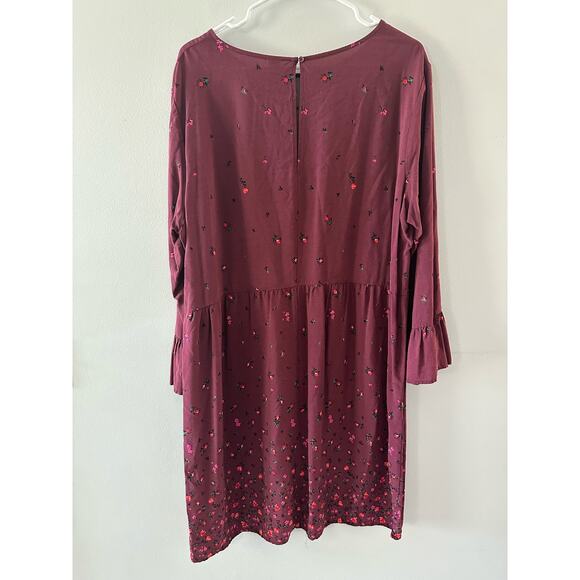 Old Navy Dress Women's XL Burgundy Floral Bell Sleeve Mini Feminine Boho Hippie - Picture 7 of 8